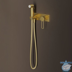 Встраиваемый смеситель с гигиеническим душем с защитным клапаном, матовое золото,  Duna, IDDIS, DUNMGV0i08
