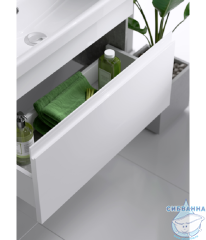 Тумба Aqwella Smart 80 с раковиной Moduo Slim 80 белый/бетон светлый