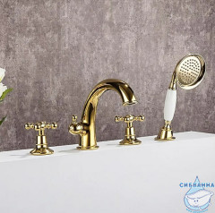 Смеситель для ванны на борт Gappo G1189-6 с аксессуарами (золото)