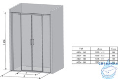 Дверь в нишу Ravak Matrix 180 см профиль белый, стекло прозрачное 0WKY0100Z1