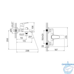 Смеситель для ванны с керамическим дивертором Zodiac, IDDIS, ZODSB02i02WA