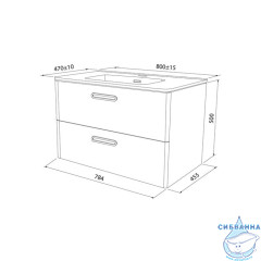 Тумба с умывальником, подвесная, 80 см, белая, Brick, IDDIS, BRI80W0i95K