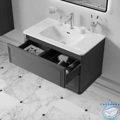 Тумба с умывальником, подвесная, 80 см, темно-серый, Oxford Neo, IDDIS, OXN80D0i95K подходит умыв. 0108000i28