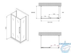 Душевое ограждение ABBER Schwarzer Diamant 160x60 AG30160MH-S60M-S60M профиль хром, стекло матовое (без поддона)