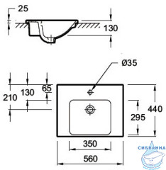 Раковина встраиваемая 56 см Jacob Delafon Odeon Up E4756-00