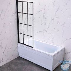 Шторка для ванны Veconi Palau 90x150 профиль черный, стекло прозрачное PL77L-90-01-C6