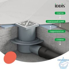 Трап душевой, сифон 360, комбинированный затвор, 10х10см, хром, IDDIS, 980DS10SB4CDZ