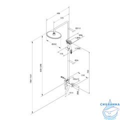 Душевая система с тропическим душем, Stripe, Milardo, STRSB1FM06