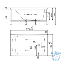 Ванна акриловая Тритон Gamma 120