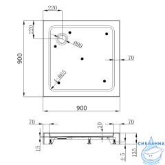 Душевой поддон ABBER AD3D090AP 90х90 квадратный, ABS-пластик, белый