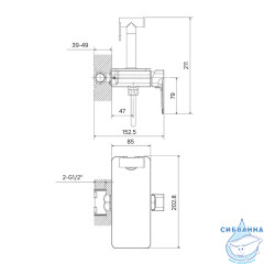 Встраиваемый смеситель с гигиеническим душем, полка, черный, Axes, IDDIS, AXEBLSHi08