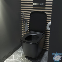 Унитаз подвесной безободковый Iddis Bild BILR2BMi25 с сиденьем Soft Close (микролифт) (черный матовый)