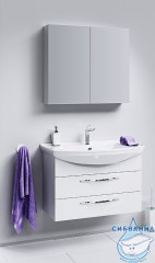 Тумба Aqwella Classic Аллегро 85 с раковиной Стиль 85 белый глянец с двумя ящиками