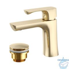 Смеситель для раковины Lemark Ursus LM7206BG (с донным клапаном) (брашированное золото)