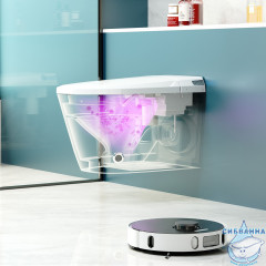 Унитаз подвесной безободковый, импульсный Abber Bequem AC1119S с сиденьем Soft Close (микролифт) (белый матовый)