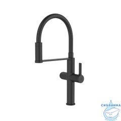 Смеситель для кухни с каналом для фильтрованной воды и гибким изливом, черный матовый, Ikon, IDDIS, IKNBLFFi05