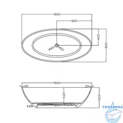 Ванна из полиэфирной смолы ABBER Kristall 180х85 AT9702Amethyst фиолетовая