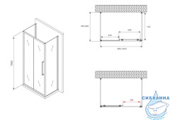 Душевое ограждение Abber Schwarzer Diamant 100x80 профиль черный, стекло матовое AG30100BMH-S80BM-S80BM (без поддона)