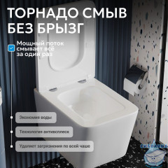 Унитаз подвесной безободковый Abber Rechteck  AC1201T с сиденьем Soft Close (микролифт) (белый)