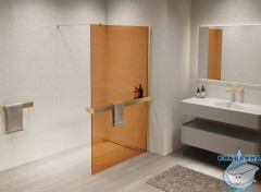 Walk-in Vincea Walk In HS 100 профиль брашированное золото, стекло янтарь VSW-1HR100GSG
