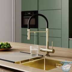 Смеситель для кухни с фильтром и гибким изливом, матовое золото, Ace, IDDIS, ACEMGFFi05