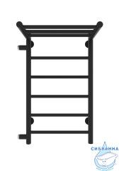 Полотенцесушитель водяной Санприз Аврора П6 70х40 L (боковое подключение 50 см) (черный матовый)