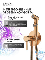 Встраиваемый смеситель с гигиеническим душем Lemark Зенит LMF-1618S-BRRGN (розовое золото)