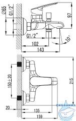 Смеситель для ванны Azario Tavira AZ-WKE238040C (хром)