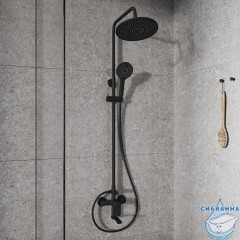 Душевая система Milardo Rora 250 1 режим RORBL4FM06 (черный матовый)