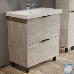 Тумба Viant Берлин 80Н с раковиной Moduo 80 цемент