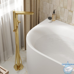 Смеситель для ванны напольный Wasserkraft Schunter 8221 с аксессуарами (матовое золото)