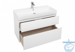 Тумба Aquanet Бруклин 100 белый с раковиной Slim Synergy 100 см 207800