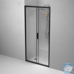 Дверь в нишу AM.PM Gem W90G-100-1-195BT 100 см профиль черный, стекло прозрачное