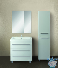 Пенал 1Marka Соната 35 напольный 1 дверка с бельевой корзиной, белый глянец