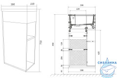 Тумба подвесная 1Marka Laura 40П с раковиной Laura 40 дуб сонома R