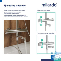 Смеситель термостатический для ванны со стойкой и тропической лейкой, глянцевый хром, Ideal Spa, Milardo, ILSSBTHM06