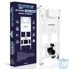 Инсталляция для унитаза Charus CC.300.80.01 с кнопкой смыва Charus Minimalista  черный матовый,  с унитазом Charus Alva Rimless EWC700-114WT (с сиденьем Soft Close (микролифт)