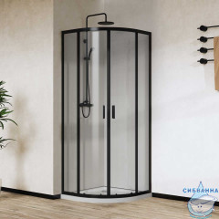 Душевое ограждение Vincea City 90x90 профиль черный, стекло прозрачное VSQ-5CT900CLB