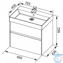Тумба Aquanet Бруклин 70 белый с раковиной Slim Synergy 70 см 207804