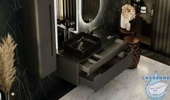 Тумба под раковину Jorno Shine 100 см Shi.01.100-M/P/A антрацит