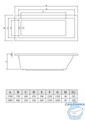 Акриловая ванна C-BATH Semela 180x80 с каркасом