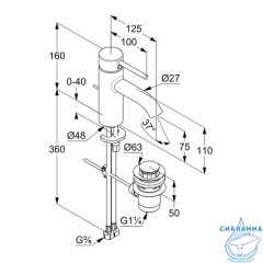 Смеситель для раковины Kludi Bozz 382700576 (с донным клапаном) (хром)