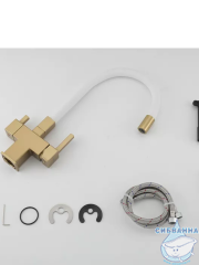 Смеситель для кухни Gappo G4395-33 (золотой сатин/белый)