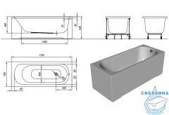 Акриловая ванна Kolpa San Betty 170x70 с каркасом