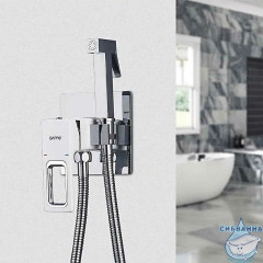 Встраиваемый смеситель с гигиеническим душем Gappo G7217-8 (хром/белый)