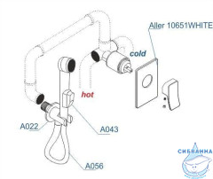 Встраиваемый смеситель с гигиеническим душем Wasserkraft A010656WHITE (хром/белый)