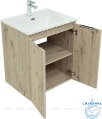 Тумба Aquanet Алвита New 60 с раковиной Flat 60 дуб веллингтон