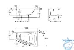 Акриловая ванна Roca Hall 150x100 правая с каркасом