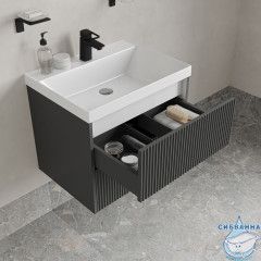 Тумба с умывальником подвесная, 60 см, темно-серый, Билд (Bild) 2.0, IDDIS, BIL60G1i95K подходит умыв. 4516000i28