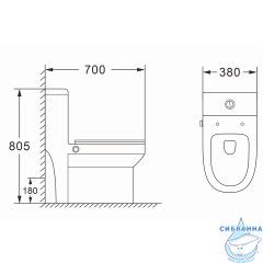 Унитаз напольный Azario Brusco AZ-1085B с бачком и сиденьем Soft Close (микролифт)